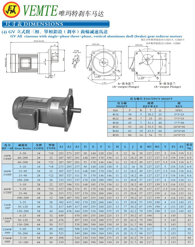 GV立式三項(xiàng)，單項(xiàng)齒輪減速馬達(dá)