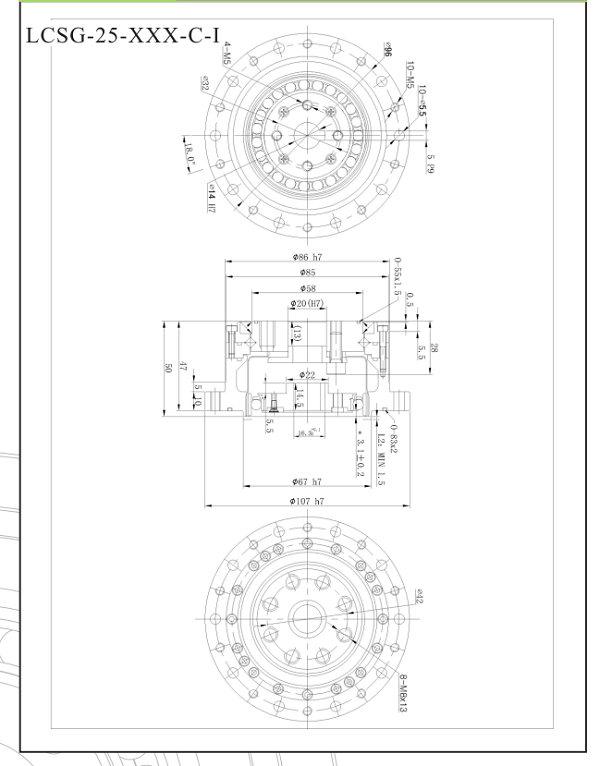 LCSG25諧波減速機尺寸圖